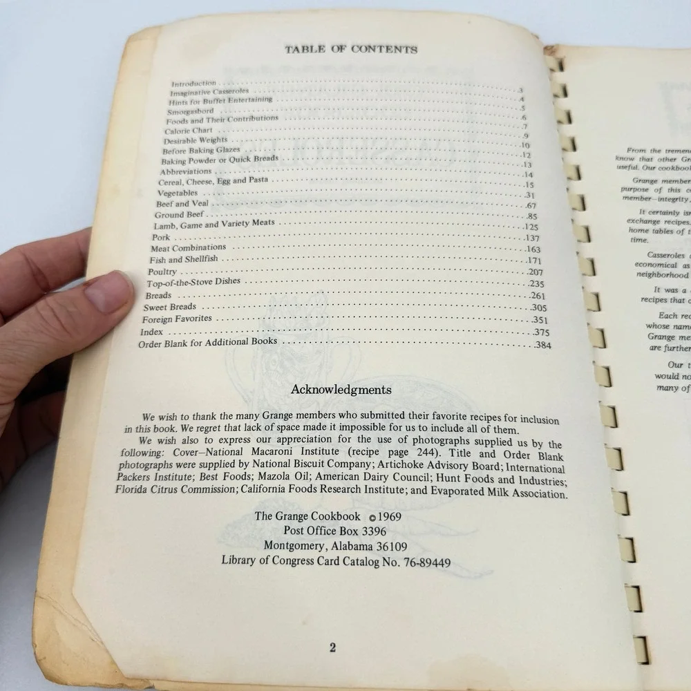 The Grange Cookbook‎ Casseroles Vintage 1969 Recipes Retro Spiral ACCEPTABLE